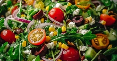 Schneller 5 Minuten Salat mit frischen Zutaten und Dressing