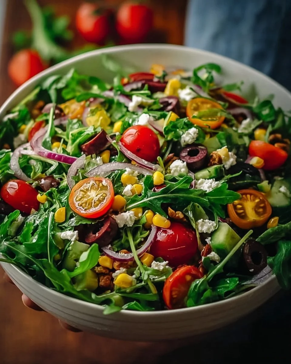 Schneller 5 Minuten Salat mit frischen Zutaten und Dressing