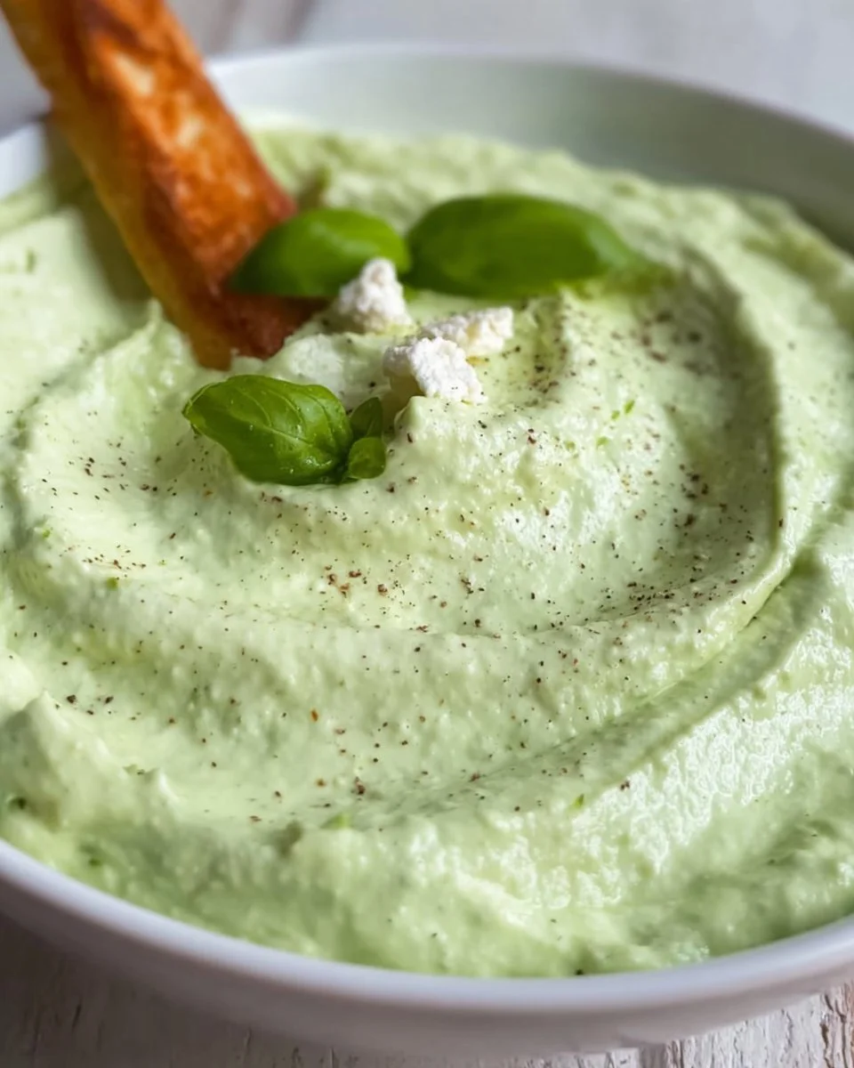 Cremiger Avocado-Feta-Dip in einer Schüssel, perfekt für Snacks