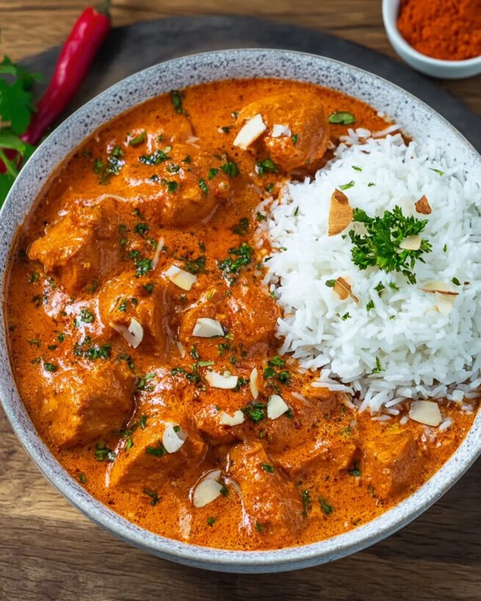Traditionelles indisches Butter Chicken Gericht mit aromatischen Gewürzen