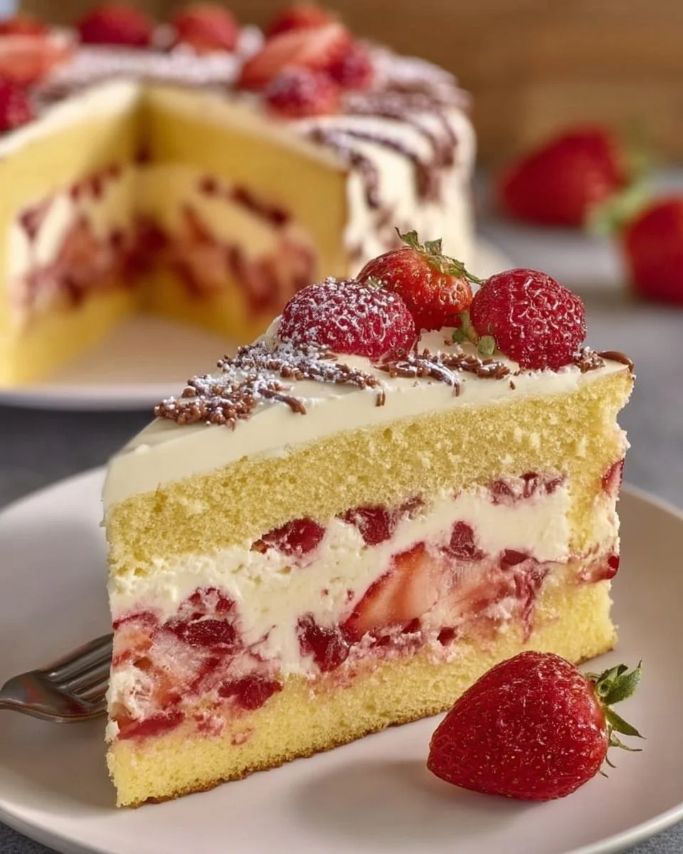 Fantakuchen mit Erdbeeren