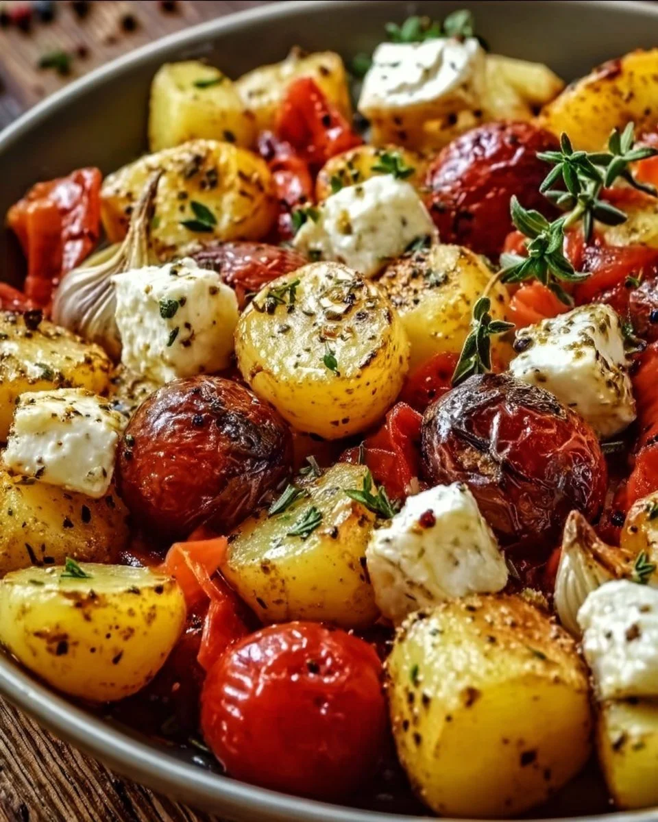 Ofengemüse mit Feta und Kartoffeln frisch zubereitet