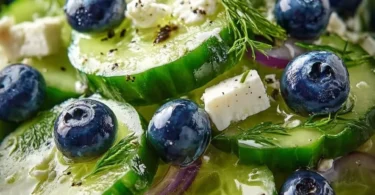 Frischer Gurken-Blaubeer-Salat mit knackigen Gurken und süßen Blaubeeren