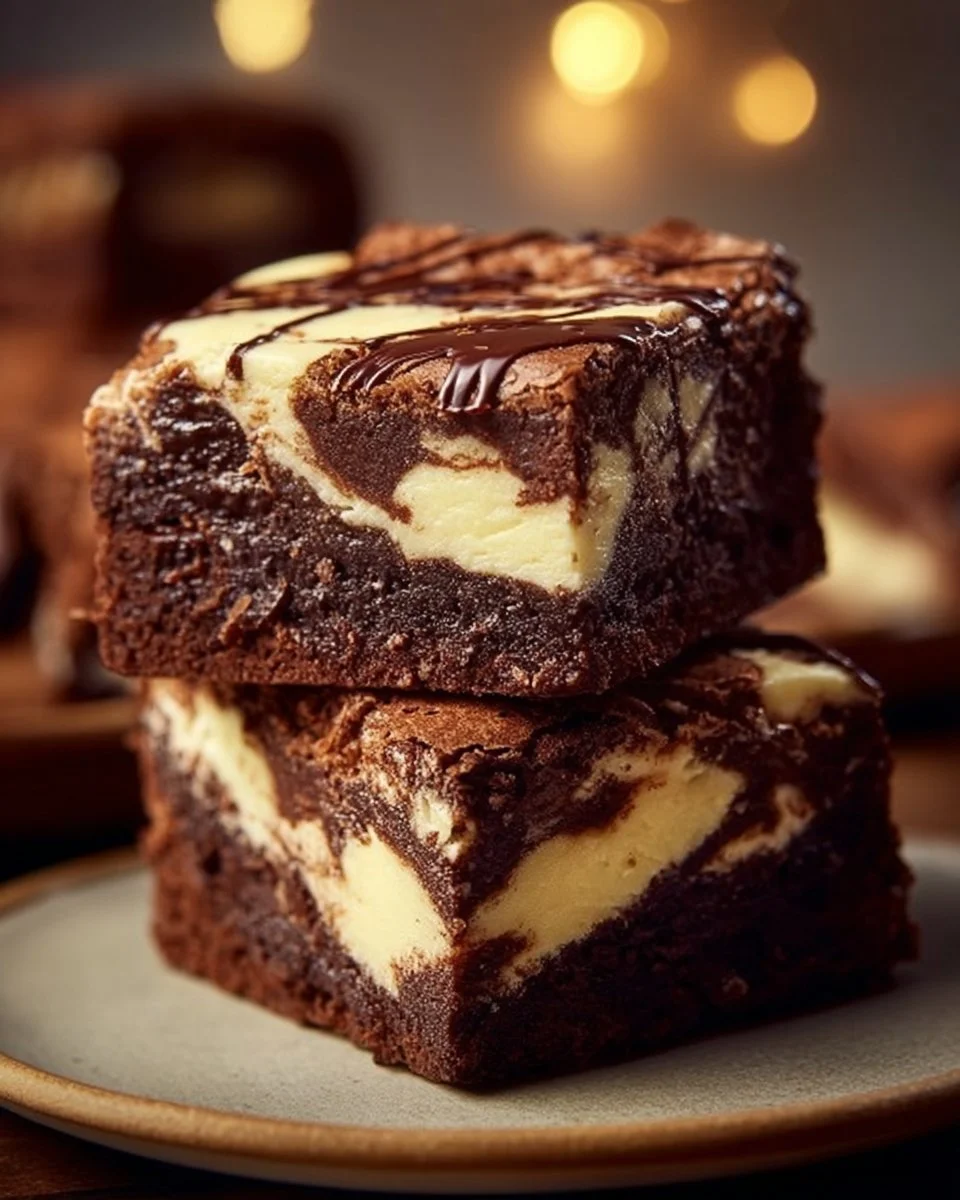 Frischkäse-Brownies mit einer cremigen Schicht aus Frischkäse und Schokolade