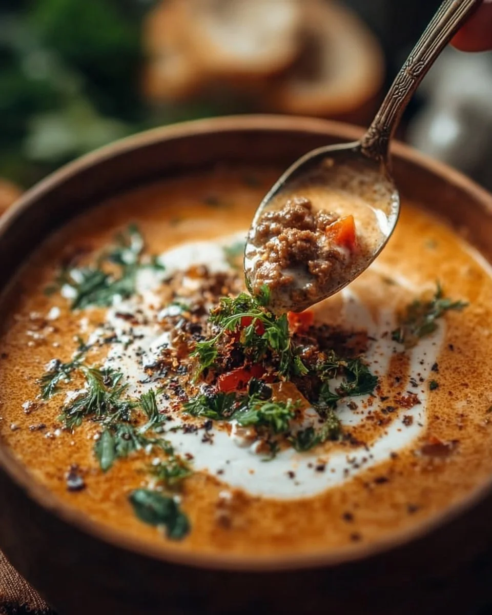 Schüssel mit Friss-dich-dumm-Suppe, einer gesunden und sättigenden Mahlzeit.