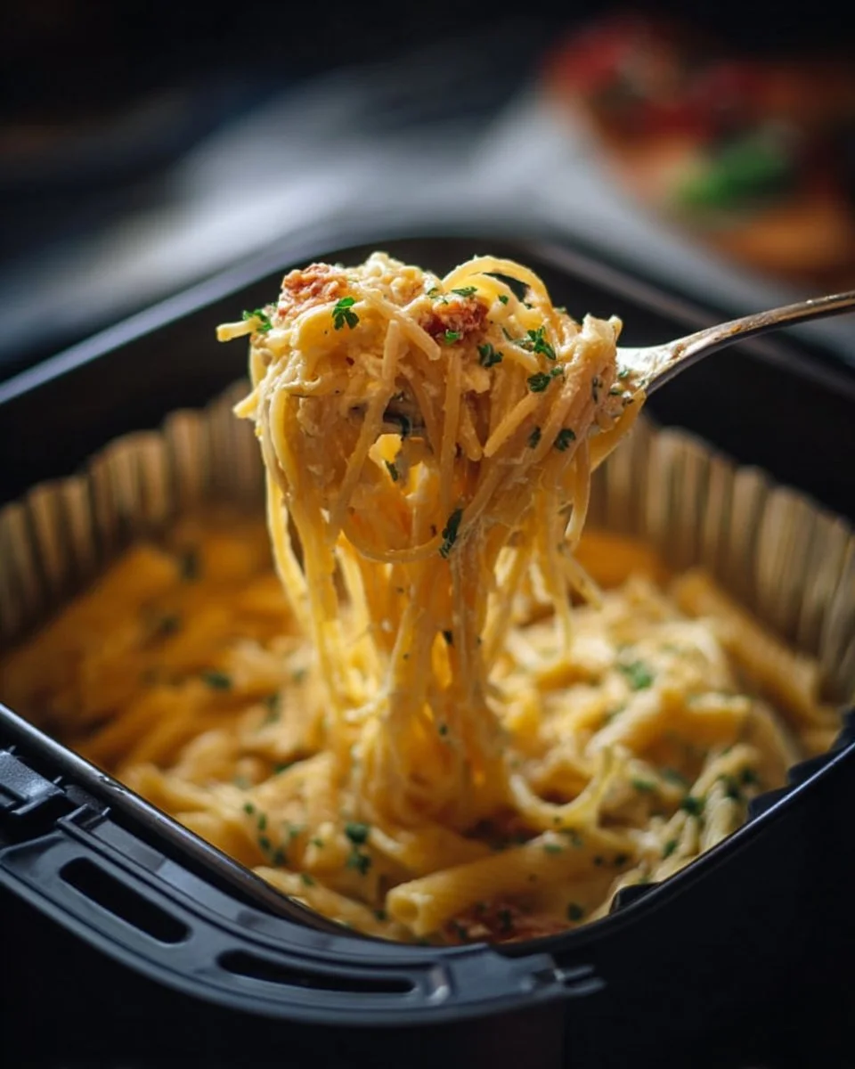 Gebackene Feta-Pasta mit frischem Gemüse und Kräutern