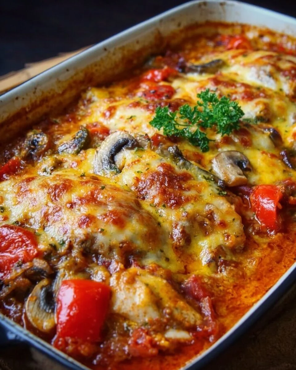 Leckerer Hähnchen Auflauf frisch aus dem Backofen