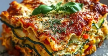 Hohe Protein Gemüse-Lasagne mit frischem Gemüse und leckerer Soße