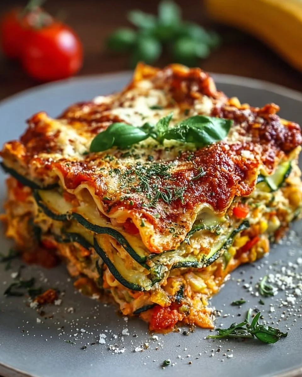 Hohe Protein Gemüse-Lasagne mit frischem Gemüse und leckerer Soße