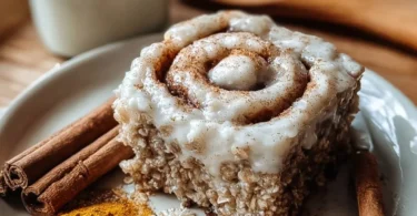 Hohe Protein Zimtschnecken Haferauflauf mit Zimt und Haferflocken