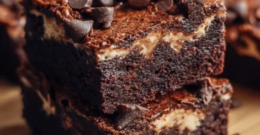 Hüttenkäse-Protein-Brownies auf einem Teller, gesund und lecker.