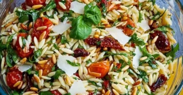 Italienischer Orzo Salat mit frischen Zutaten und geschmackvollen Aromen