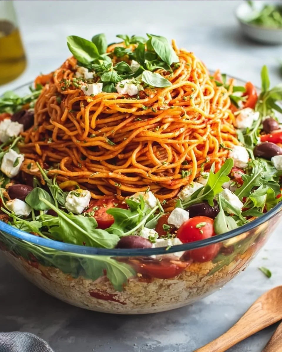 Italienischer Spaghetti-Schichtsalat