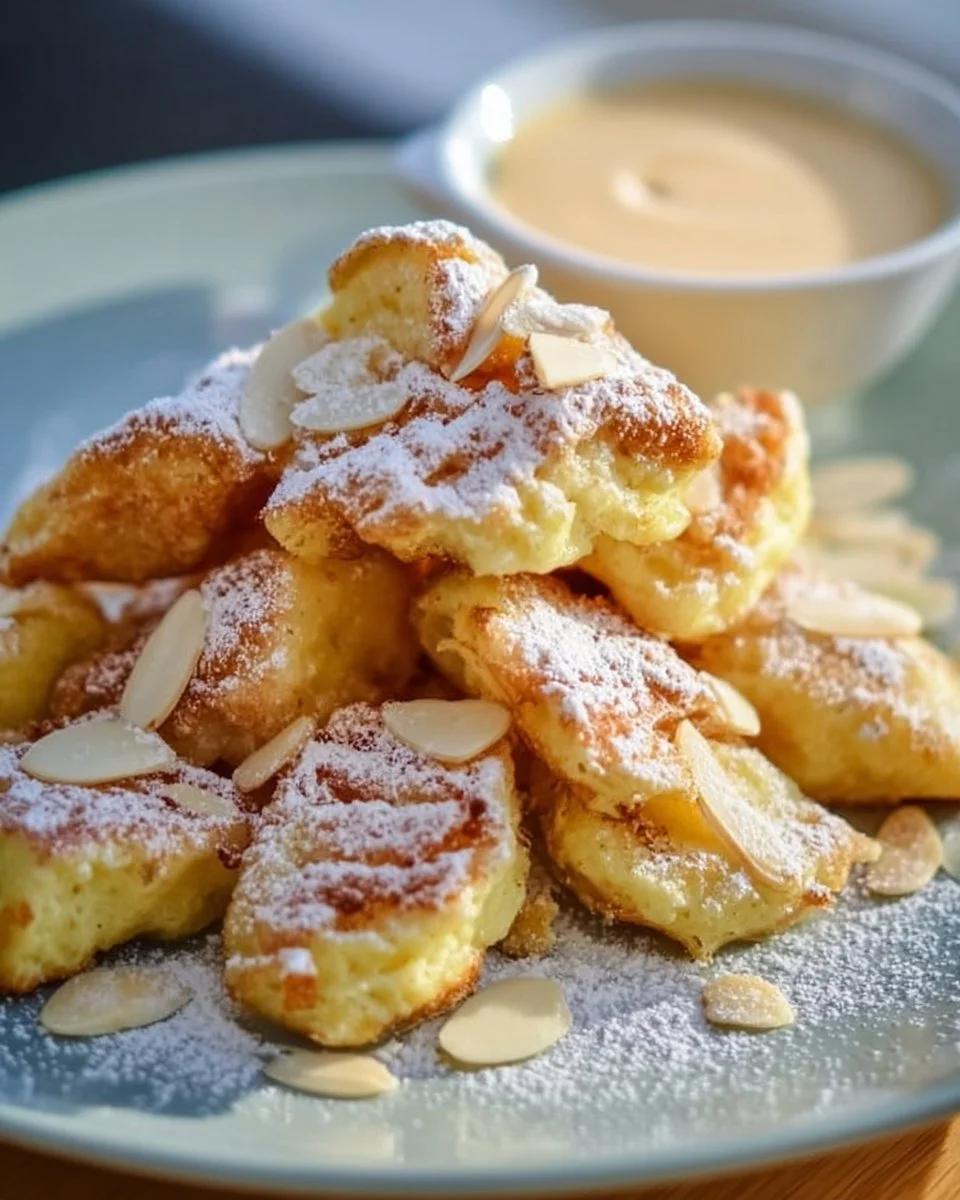 Traditioneller Kaiserschmarrn, luftiger österreichischer Pfannkuchen mit Puderzucker