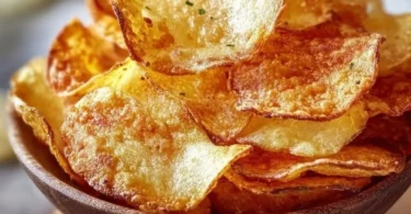 Gesunde Kartoffelchips aus der Heißluftfritteuse, frisch zubereitet