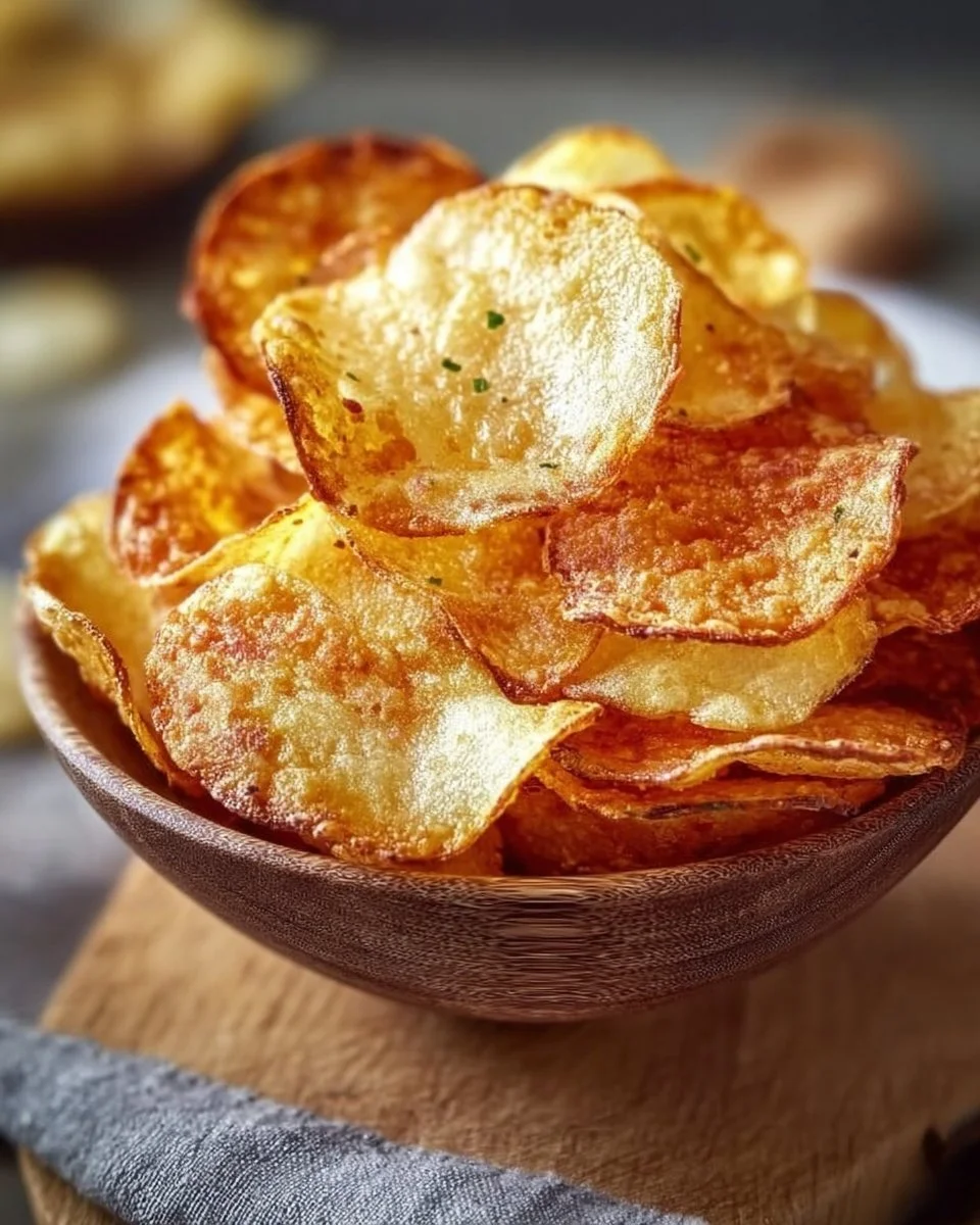 Gesunde Kartoffelchips aus der Heißluftfritteuse, frisch zubereitet