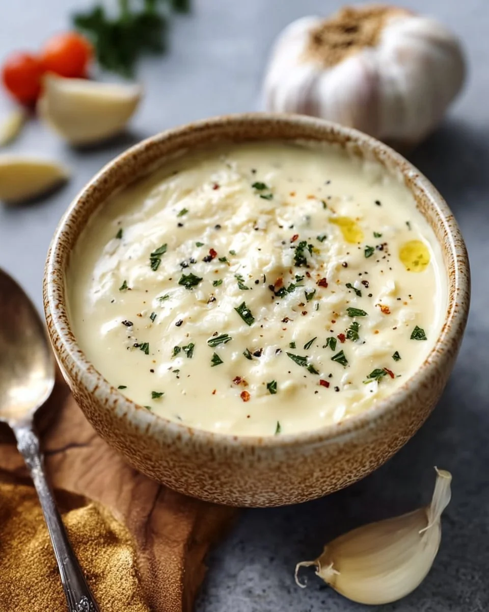 Leckere Knoblauch Parmesan Sauce zum Dippen oder für Pasta