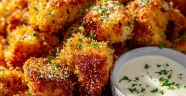 Knoblauch-Parmesan-Hähnchenbites aus dem Airfryer, knusprig und lecker