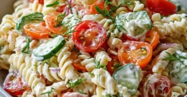 Leichter Nudelsalat mit Joghurt-Dressing in einer Schüssel