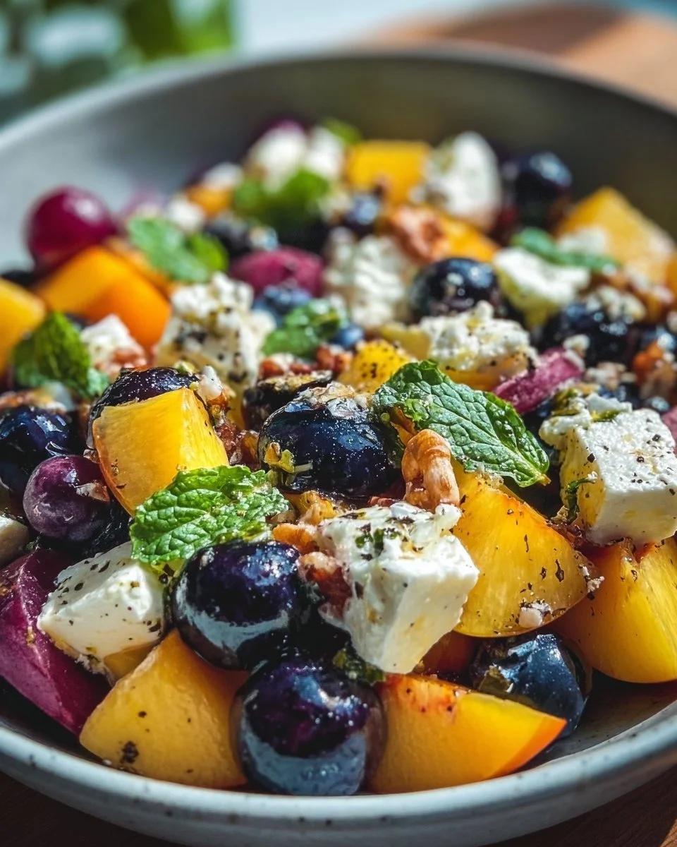Pfirsich Blaubeer Feta Salat: Ein erfrischendes Rezept!
