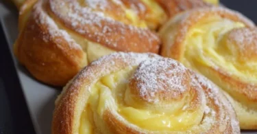Puddingschnecken - leckerer Pudding in einem weichen, gebackenen Teig