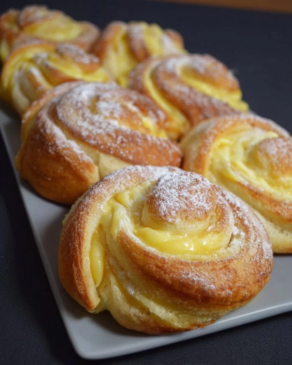Puddingschnecken - leckerer Pudding in einem weichen, gebackenen Teig
