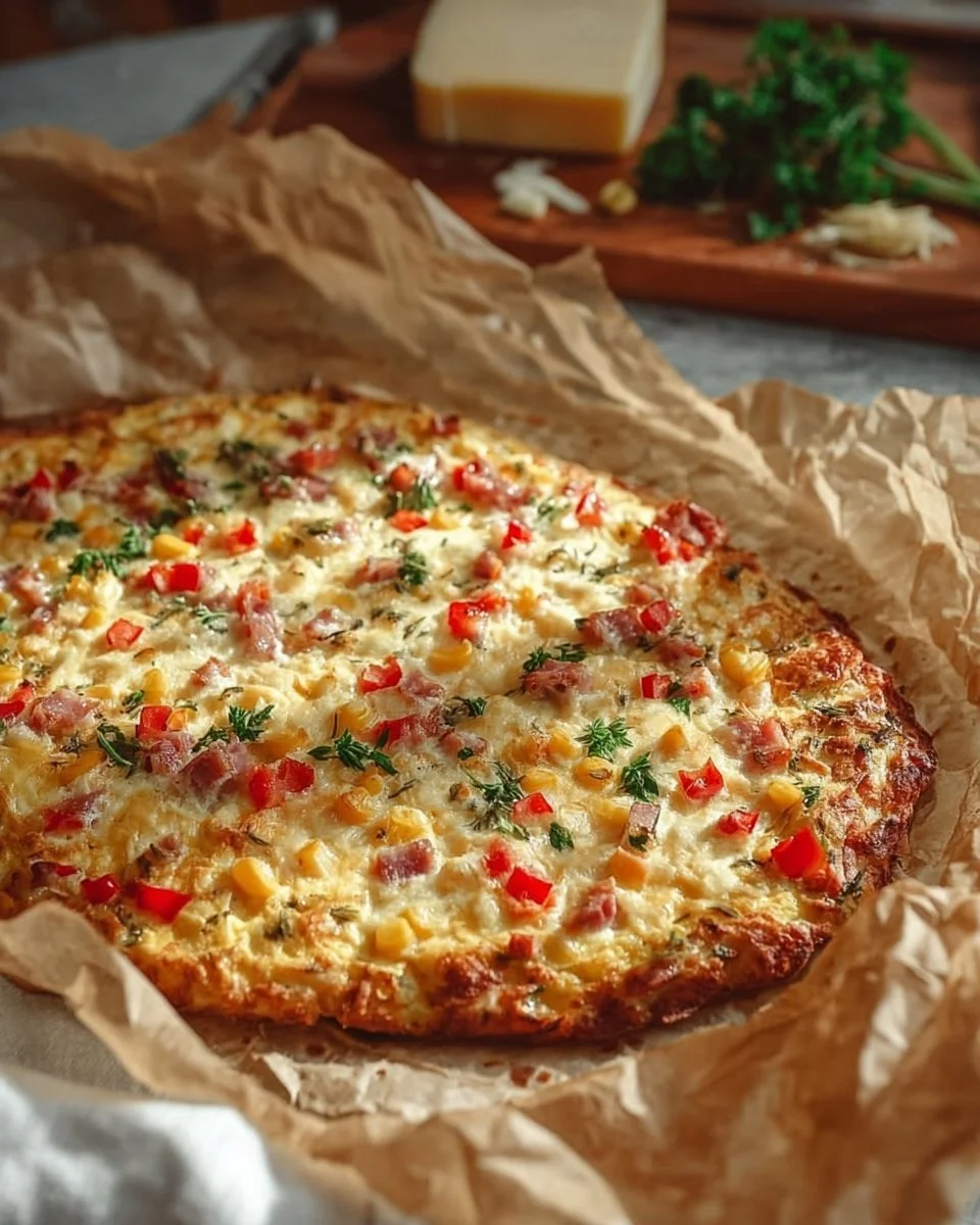 Leckere Schüttelpizza mit frischen Zutaten auf einem Holzbrett