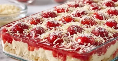 Verführerischer Spaghettieis-Blechkuchen, perfekt für Eisliebhaber und Blechkuchen-Fans.