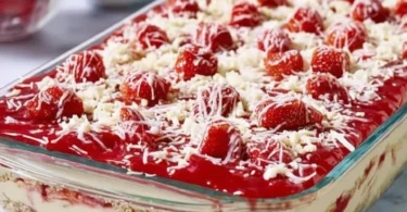 Spaghettieis-Blechkuchen Tassenrezept mit leckerem Eis und Sahne