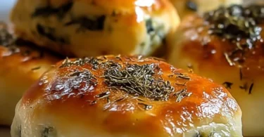 Spinat Hüttenkäse Flagels auf einem Teller, gesund und schmackhaft