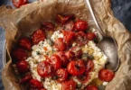 Überbackener Feta mit Tomaten und Zwiebeln aus dem Airfryer