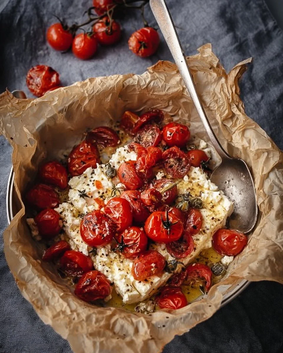 Überbackener Feta mit Tomaten und Zwiebeln aus dem Airfryer
